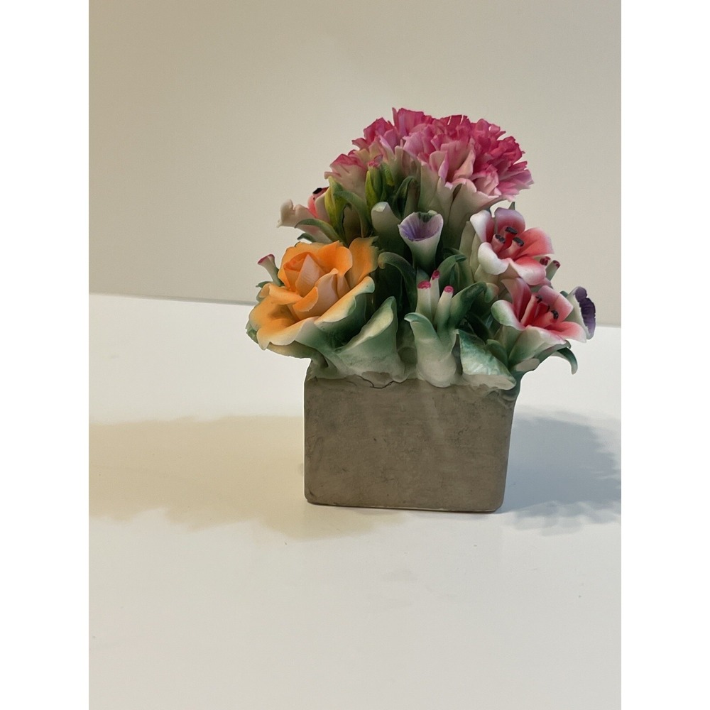 Porcelain Square Flower Pot with Vibrant Porcelain Flowers - Picture 8 of 11